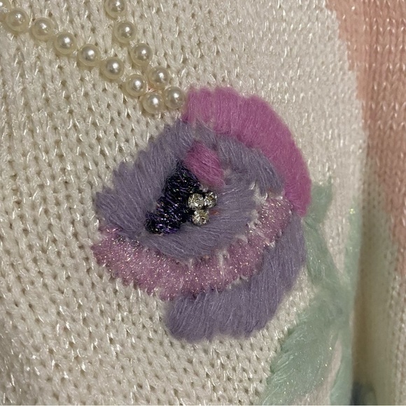 Vintage embellished wrap sweater size M - Picture 7 of 13